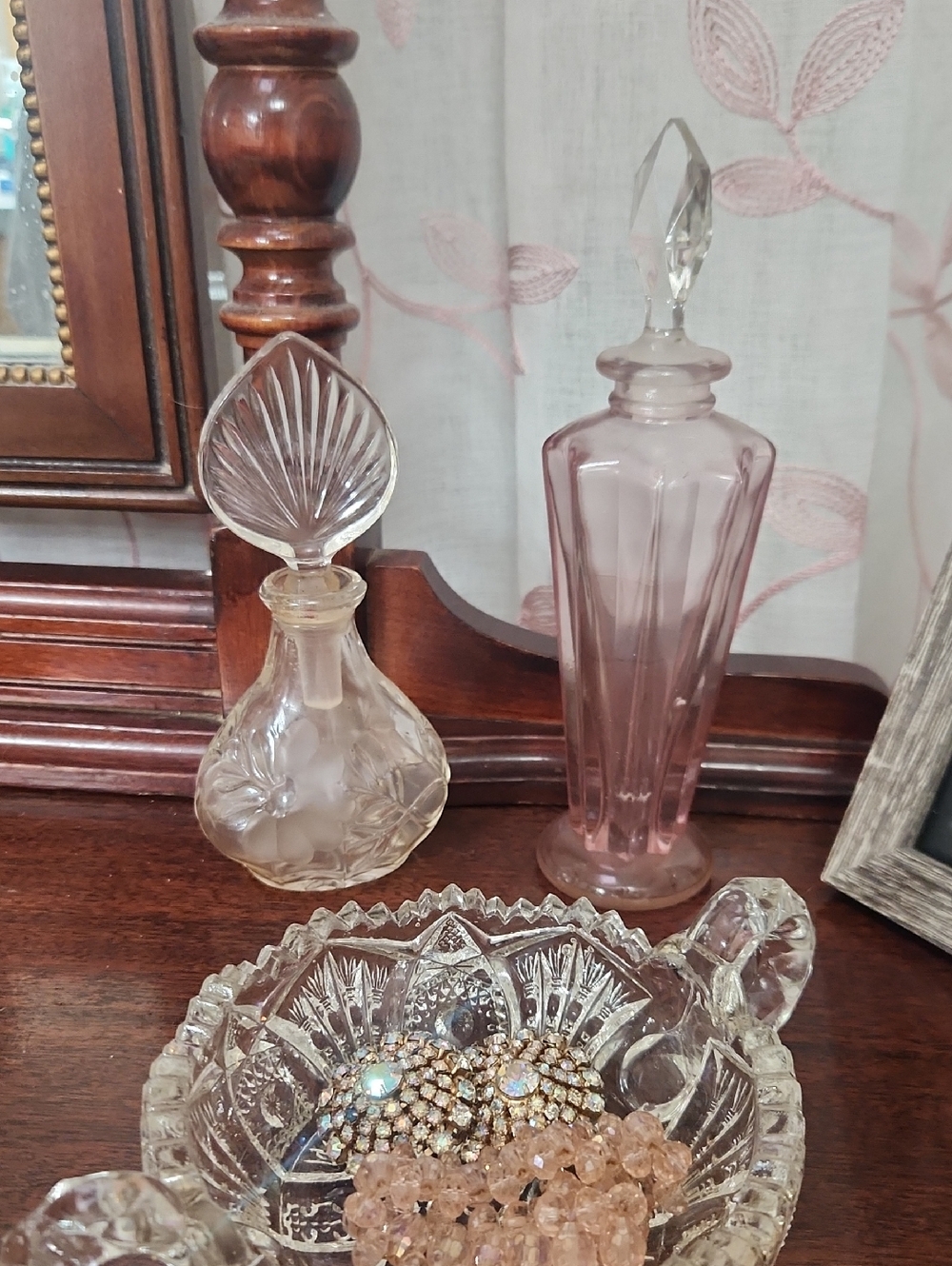 Glass Perfume Bottle Set in Pink and Clear - Decorative Home Accents